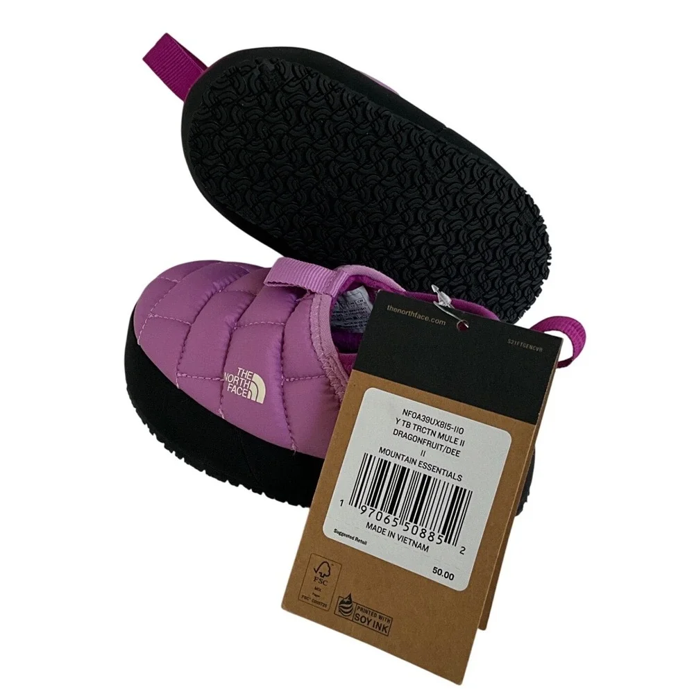 The North Face ThermoBall Traction Mule II Kids Dragonfruit Slip On Shoes 11 NWT